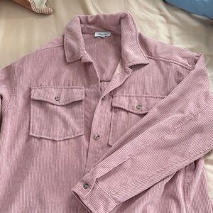Dusty Rose Corduroy Button-Up Shacket